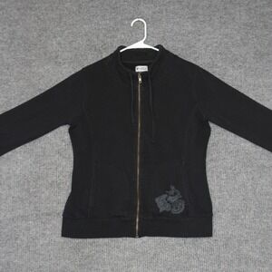 Vintage Oakley Sweatshirt Womens XL Black Full Zip Grunge Goth Girl Loungewear